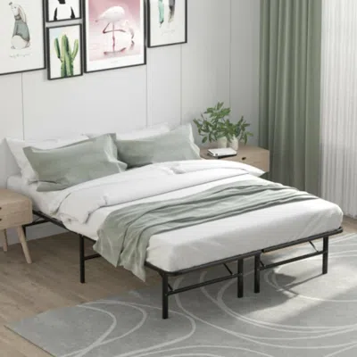 Hivvago Twin/full/queen Size Foldable Metal Platform Bed With Tool-free Assembly-queen Size