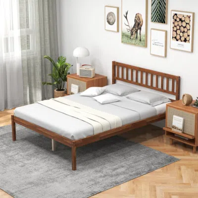 Hivvago Twin/full/queen Size Wood Bed Frame With Headboard And Slat Support-full Size