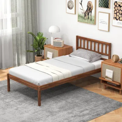 Hivvago Twin/full/queen Size Wood Bed Frame With Headboard And Slat Support-twin Size