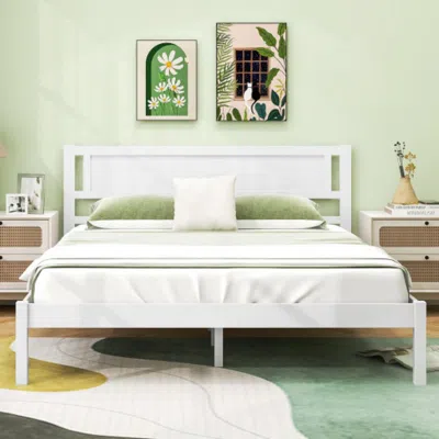 Hivvago Twin/full/queen Size Wood Bed Frame With Headboard And Wooden Slats Support-queen