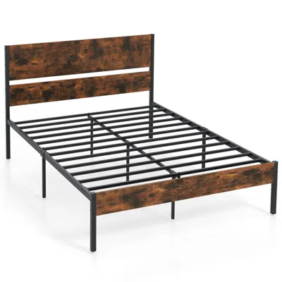 Hivvago Twin/full/queen/king Metal Bed Frame With Wooden Headboard And Footboard