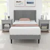 Hivvago Twin/queen Bed Frame With Linen Upholstered Wingback Headboard-twin Size