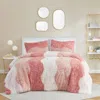 Hivvago Twin/twin Xl Pink Blush White Reversible Soft Sherpa Faux Fur 2-pc Comforter Set In Pink