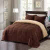 Hivvago King/cal King Traditional Microfiber Reversible 3 Piece Comforter Set In Brown