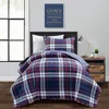 Hivvago Twin/xl Farmhouse Plaid 2 Piece Lightweight Reversible Quilt Set In Blue