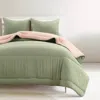 Hivvago Twin/xl Soft Lightweight Reversible Quilted Comforter Set In Green/pink In Green