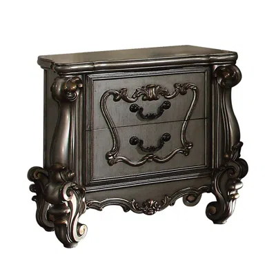 Hivvago Two Drawer Nightstand With Oversized Scrolled Legs In Antique Platinum Finish In Black