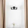 Hivvago Two Light Antique Bronze Glass Shade Wall Sconce In Black