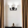 Hivvago Two Light Matte Black Glass Shade Wall Sconce In Black