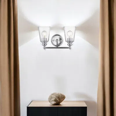 Hivvago Two Light Silver Glass Shade Wall Sconce In Multi