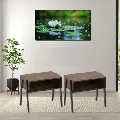 Hivvago Two-piece Modern Nightstand Set With Stackable Design And Versatile Use In Brown