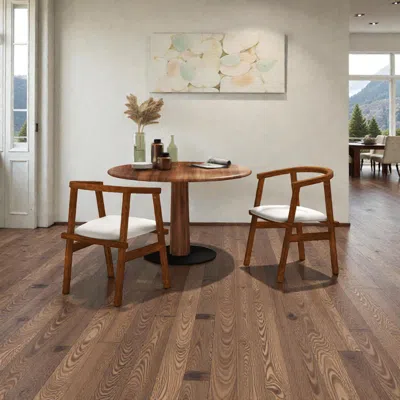 Hivvago Two-piece Rubberwood Chair Set Featuring Enclosed Armrest Design In Brown