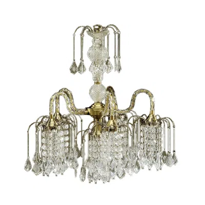 Hivvago Two Tier Crystal And Brass Hanging Chandelier Light In White
