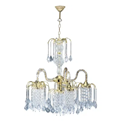 Hivvago Two Tier Crystal And Gold Hanging Chandelier Light