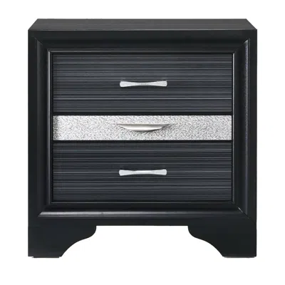 Hivvago Two Tone Wooden Nightstand With Three Drawers, Black And Silver