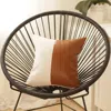 Hivvago Two Toned White And Brown Faux Leather Pillow In Multi