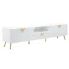Hivvago Tyra 79 Inch Modern Tv Media Entertainment Center, 2 Doors, White, Gold In White