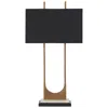 Hivvago U Shaped Metal Body Table Lamp With Marble Base, Gold And Black In Multi