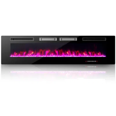 Hivvago Ultra-thin Electric Fireplace With Decorative Crystals In Black