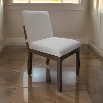 Hivvago Umey 23 Inch Side Dining Chair Set Of 2, Beige Fabric, Brown Solid Wood