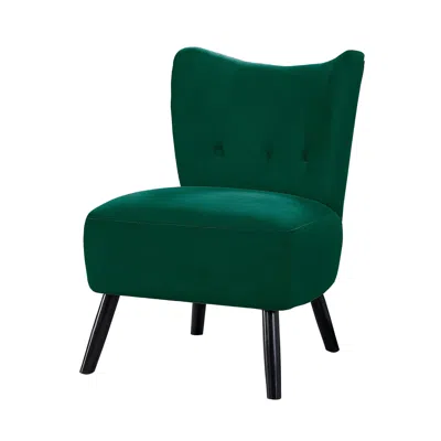 Hivvago Upholstered Armless Accent Chair With Flared Back And Button Tufting, Green