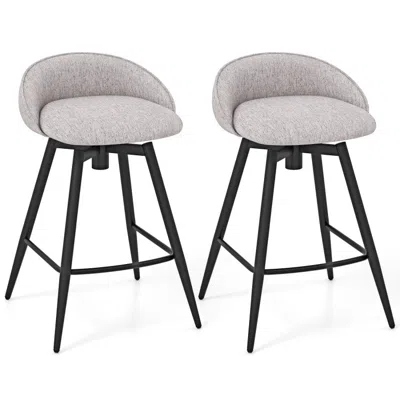Hivvago Upholstered Bar Stools Set Of 2 With Footrest And Backrest