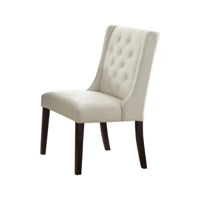 Hivvago Upholstered Button Tufted Leatherette Dining Chair, Set Of 2,white
