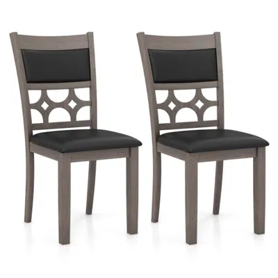 Hivvago Upholstered Dining Chair Set Of 2 With Padded Backrest And Seat-gray