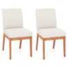 Hivvago Upholstered Dining Chairs Set Of 2 Kitchen Armless Side Chairs With Rubber Wood Legs-beige In Neutral