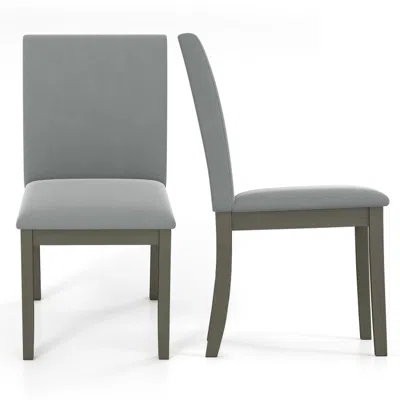 Hivvago Upholstered Dining Chairs Set Of 2 With Rubber Wood Legs And High Back In Gray