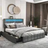 Hivvago Upholstered Led Bed Frame With Headboard And 4 Drawers-full Size