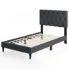 Hivvago Upholstered Platform Bed With Tufted Headboard And Wooden Slats