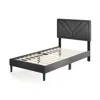 Hivvago Upholstered Platform Bed With Tufted Headboard And Wooden Slats In Gray