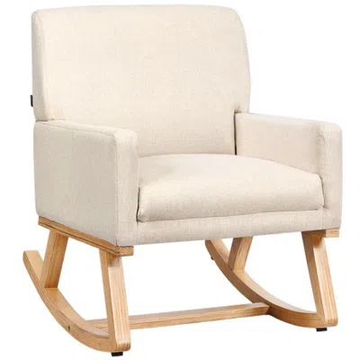 Hivvago Upholstered Rocking Chair With And Solid Wood Base-beige