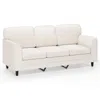 Hivvago Upholstered Teddy Velvet 3-seat Sofa With Comfy Back Pillows