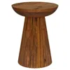 Hivvago Ureo Round Accent Side Table, Cone Pedestal Base, Brown Mango Wood In Brown