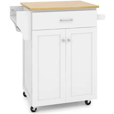 Hivvago Utility Rolling Storage Cabinet Kitchen Island Cart With Spice Rack