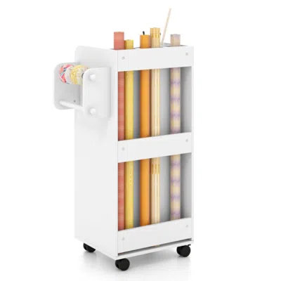 Hivvago Utility Trolley With Open Shelves And 3 Drawers-white