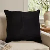 Hivvago Vale Square Accent Throw Pillow, 20 Inch, Patchwork Design Black Suede In Black