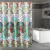 Hivvago Vana 72 Inch Shower Curtain, Microfiber Fabric, Blue And Red Paisleys Print In Green