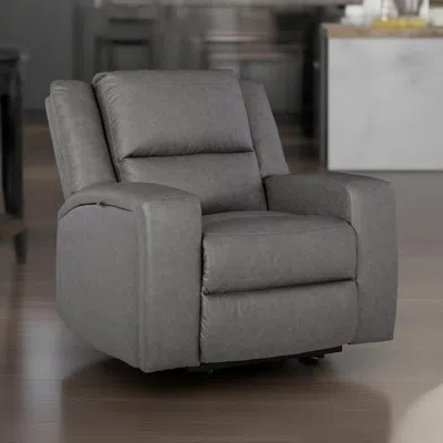 Hivvago Vance Manual Recliner Chair, Gray Faux Leather, Pillow Top Headrest