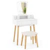 Hivvago Vanity Desk Set With 3-color Adjustable Led Lighted Mirror And Drawers