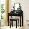 Hivvago Vanity Dressing Table Set With 10 Dimmable Bulbs And Cushioned Stool-black