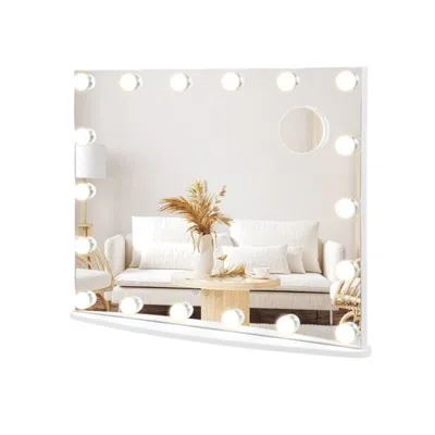 Hivvago Vanity Mirror With 18 Dimmable Led Bulbs And 3 Color Lighting Modes-white In Silver