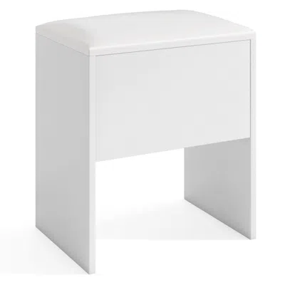 Hivvago Vanity Stool Flip Top Storage Stool With Soft Padded Seat In White