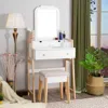 Hivvago Vanity Table Set With Cushioned Stool And Large Mirror