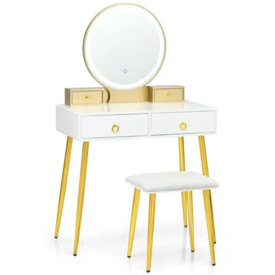 Hivvago Vanity Table Set With Mirror-white In Gold