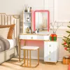 Hivvago Vanity Table Set With Rgb Led Lights And Wireless Charging Station-white