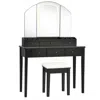 Hivvago Vanity Table Stool Set With Large Tri-folding Lighted Mirror-black