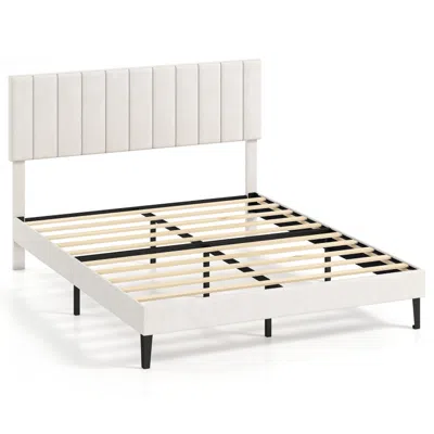 Hivvago Velvet Upholstered Platform Bed Frame In Multi
